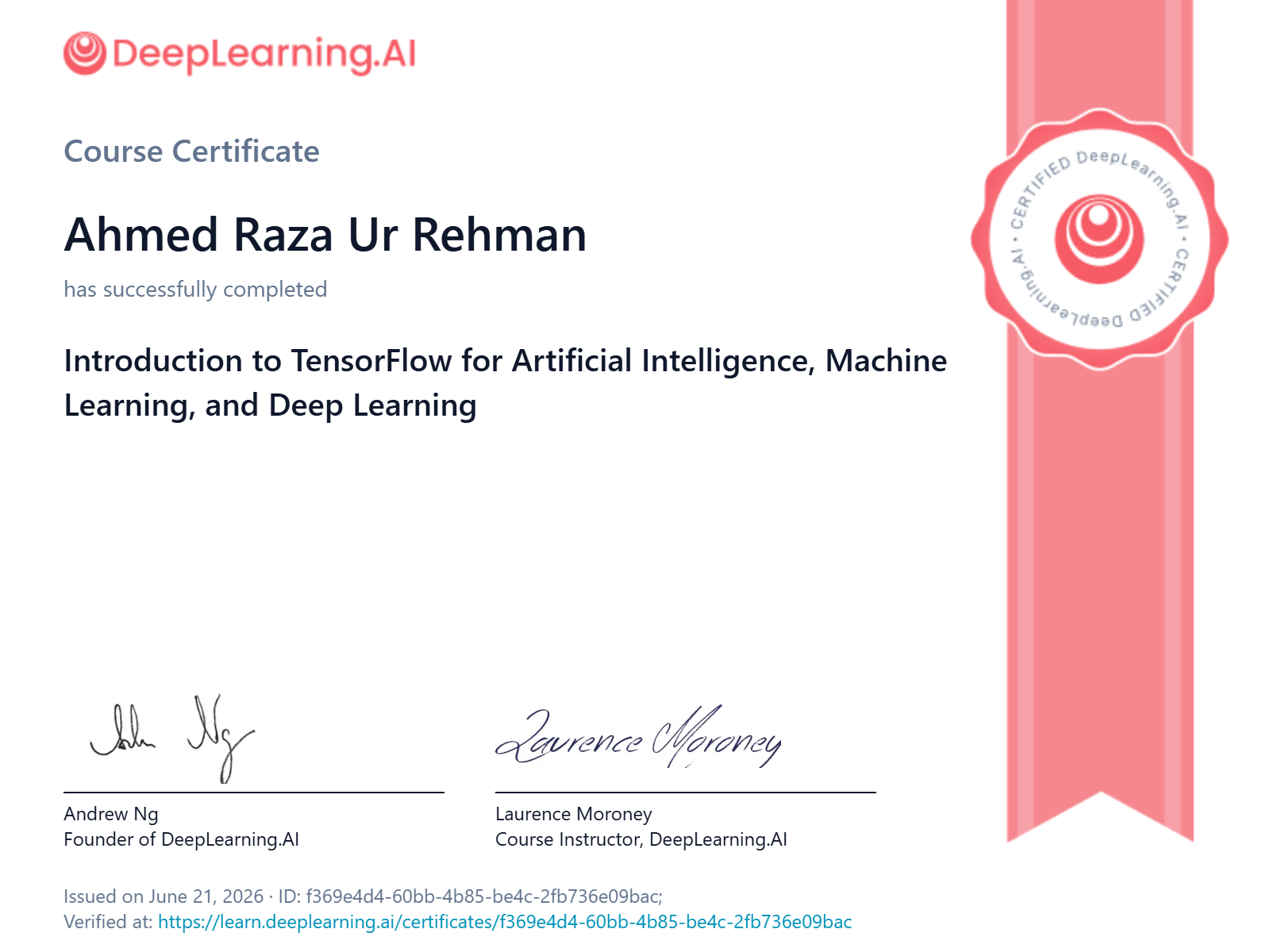Introduction to TensorFlow for AI ML and Deep Learning